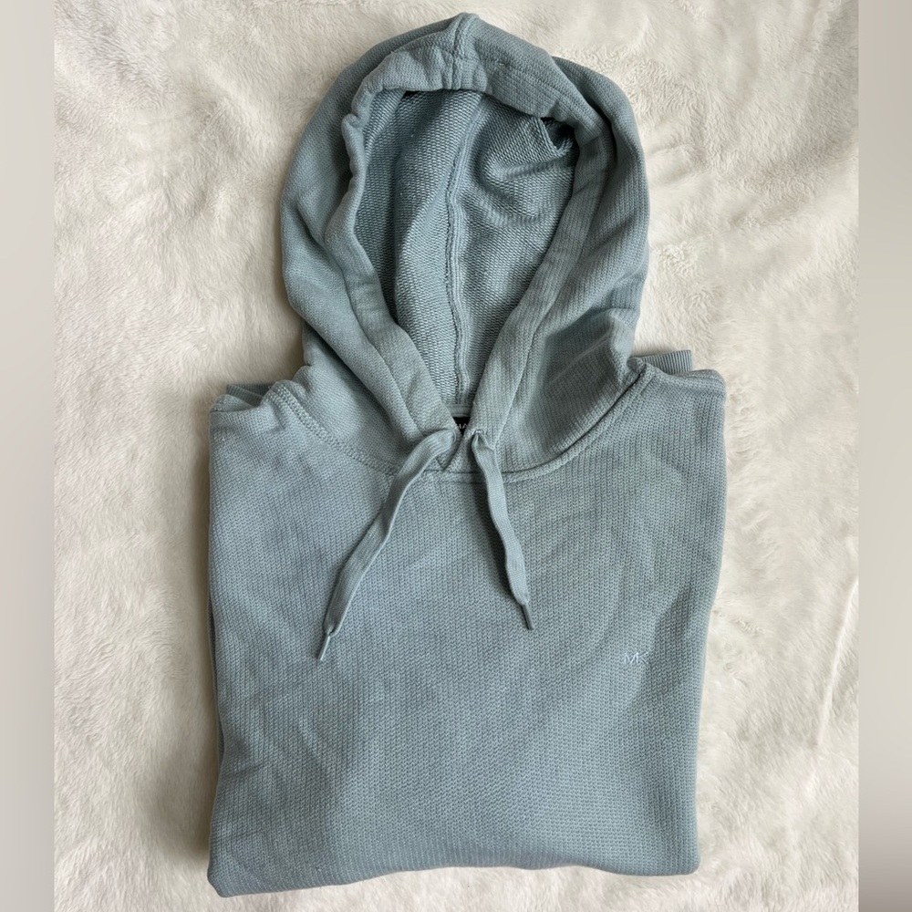 Michael Kors Baby Blue Lightweight Hoodie Pullover Sweatshirt